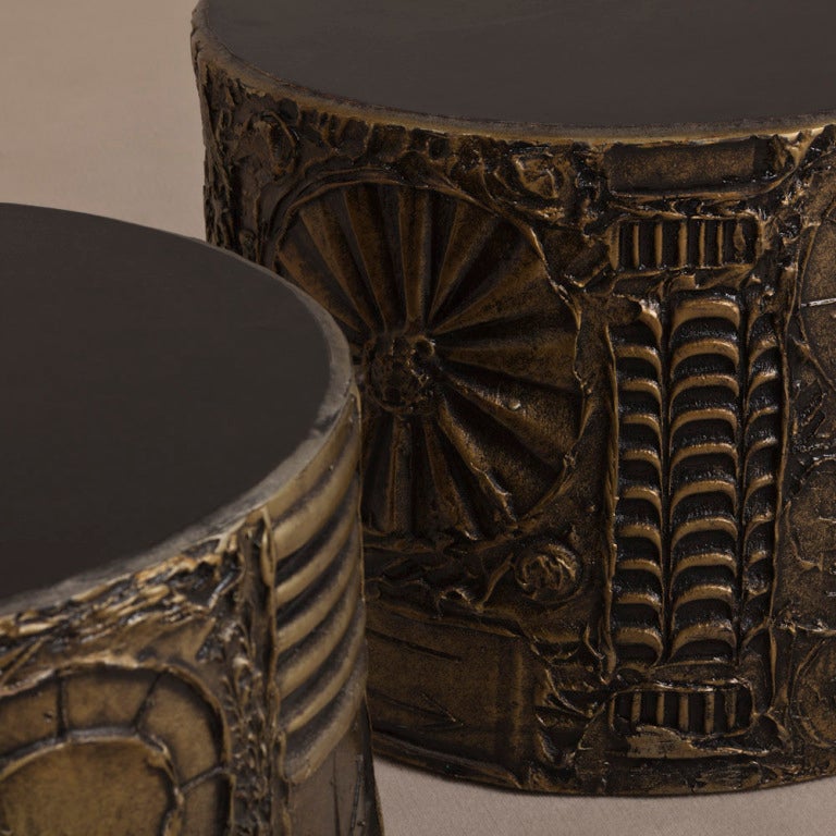 Mid-20th Century A Pair of Brutalist Drum End Tables by Adrian Pearsall 1960s