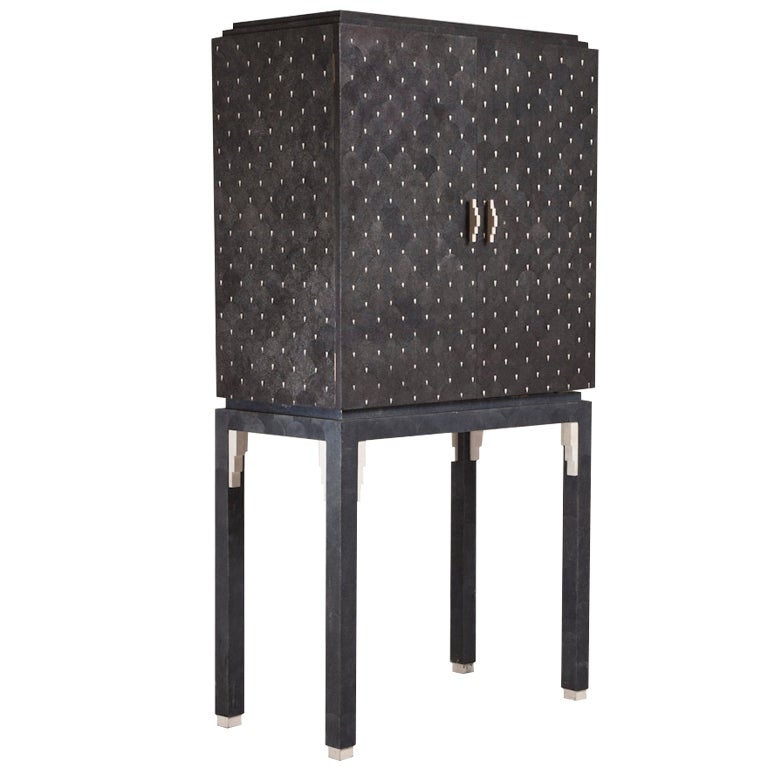 A Maitland Smith designed Shagreen and Stone Veneered Two Door Cabinet