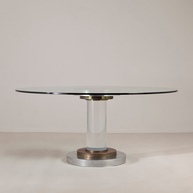 An Aluminium and Lucite Centre Table with Glass Top 1960s