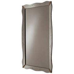 A 1950s Italian Rectangular Etched Glass Mirror