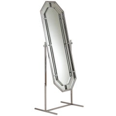 An Art Deco Style Nickel Plated Cheval Mirror 1970s