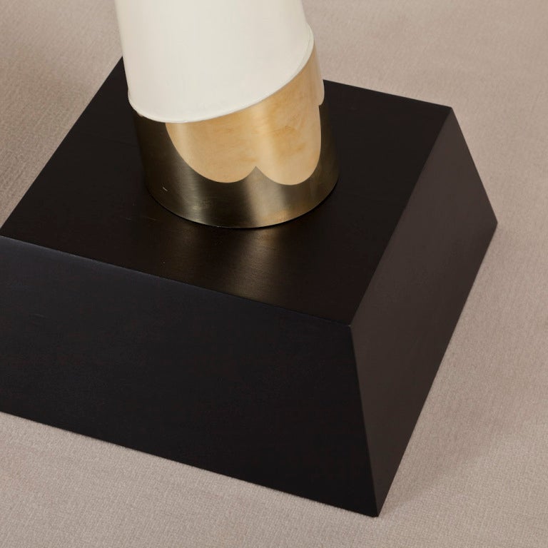 Late 20th Century A Pair of Faux Elephant Tusks on Ebonised Bases 1970s