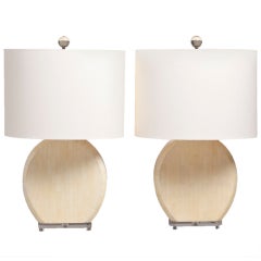 A Pair of Horn Veneered Table Lamps