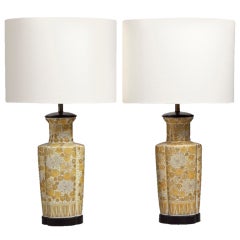 A Rare Pair of Satsuma Inspired Ceramic Table Lamps