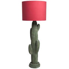 A Large Green Plaster Cactus Shaped Floor Lamp 1960s