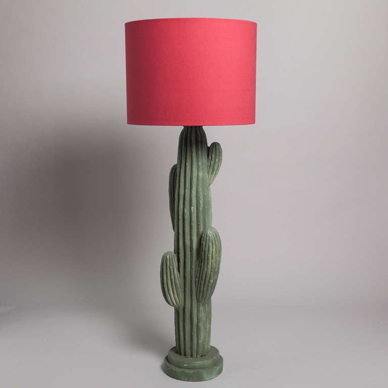 A Large Green Plaster Cactus Shaped Floor Lamp 1960s In Good Condition In London, GB