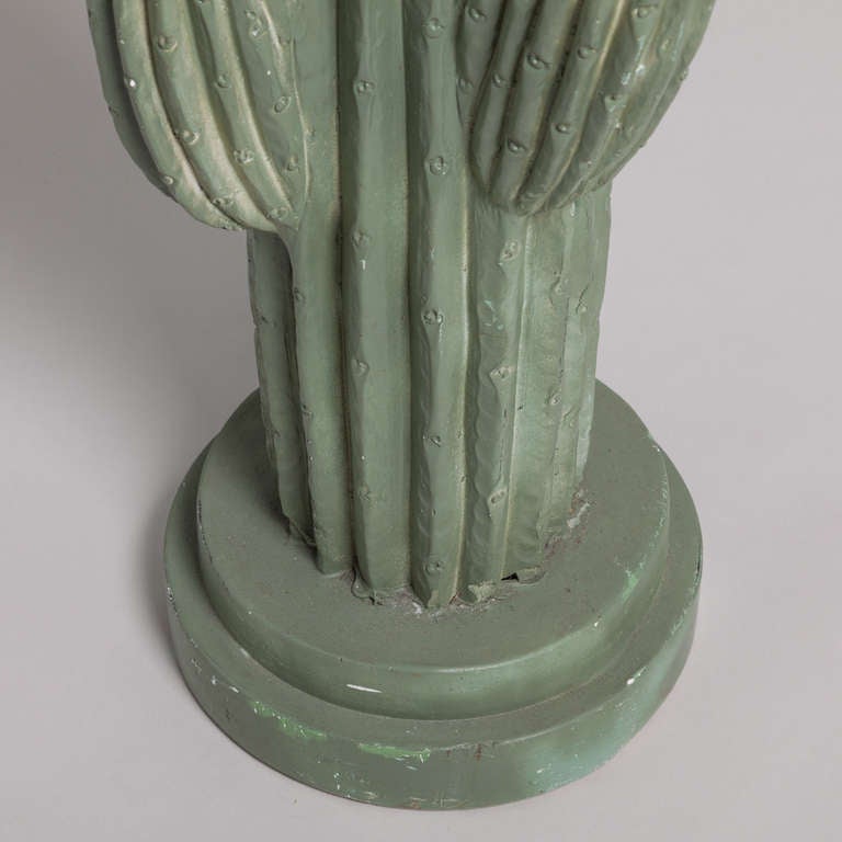 A Large Green Plaster Cactus Shaped Floor Lamp 1960s 1