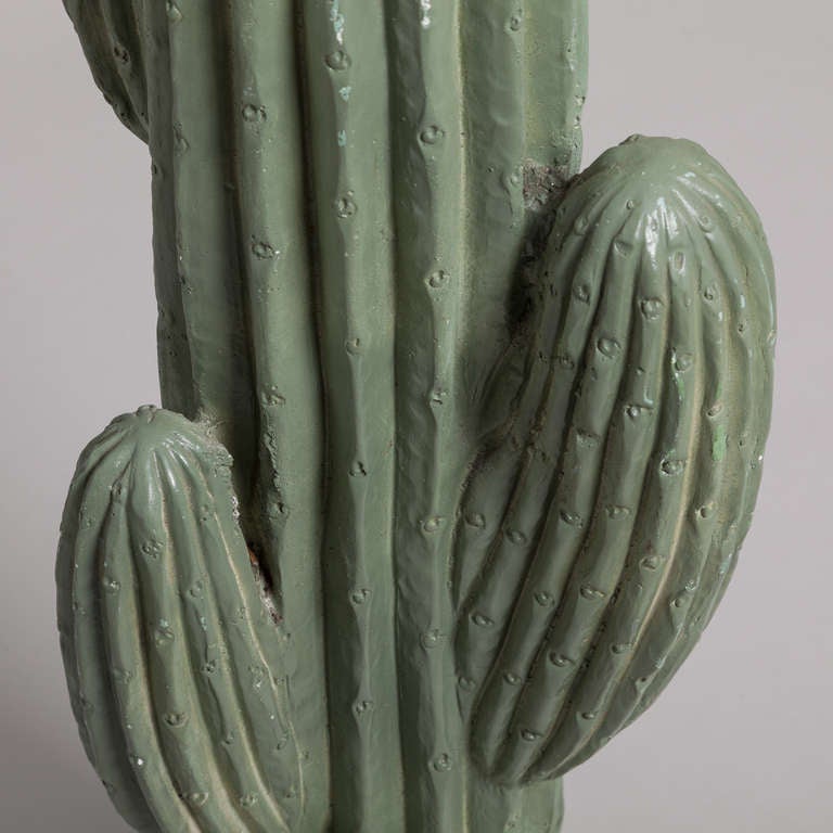 A Large Green Plaster Cactus Shaped Floor Lamp 1960s 2