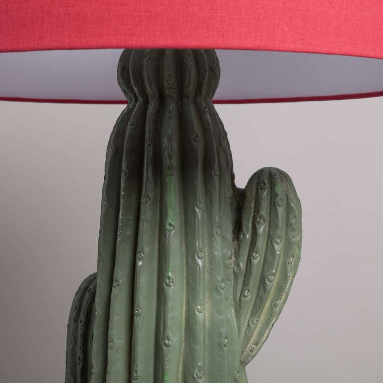 Mid-20th Century A Large Green Plaster Cactus Shaped Floor Lamp 1960s