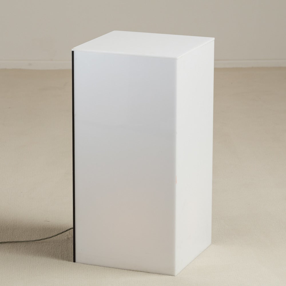 A Black and White Acrylic Light Box Pedestal or Side Table 1970s