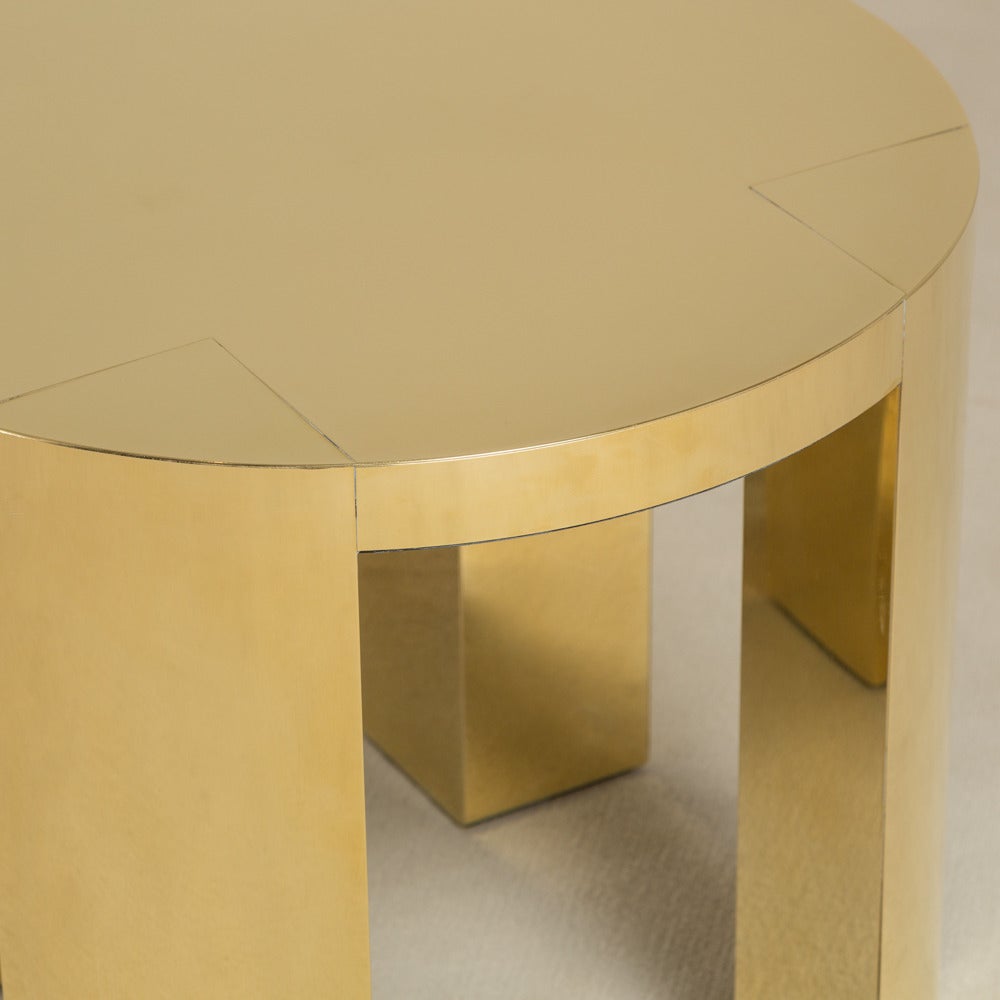 British Pair of Polished Brass-Wrapped Side Tables by Talisman Bespoke For Sale