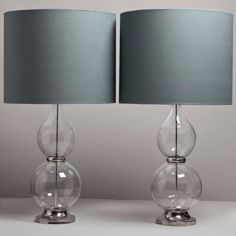 A Superb Oversized Pair of Clear Glass Table Lamps