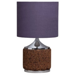 A Single Cork Veneered and Chrome Plated Table Lamp