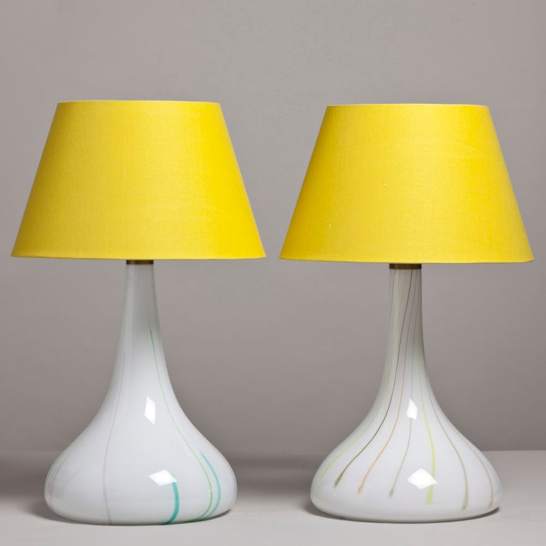 A Matched Pair of Stripped Murano Glass Table Lamps 1970s