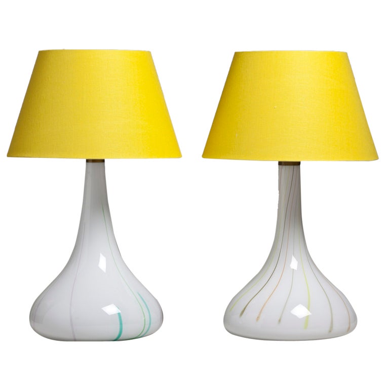 A Matched Pair of Stripped Murano Glass Table Lamps