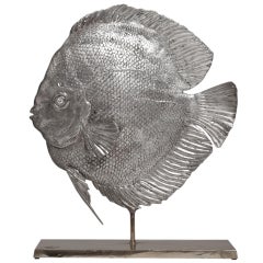A Patinated Bronze Fish Table Sculpture by Christian Maas