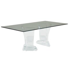 A Two Part Heavy Lucite Table Base