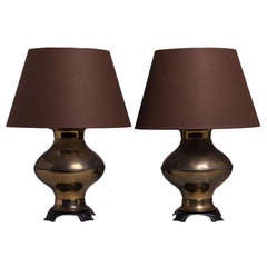 A Pair of Asian Modern Bronze Table Lamps 1960s