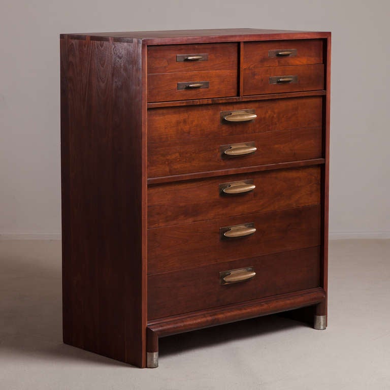 An Eight Drawer Tallboy Commode with Dovetail Joints 1950s cabinet has superb rich patina