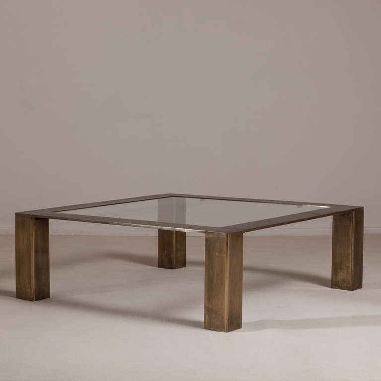 A bronze framed coffee table with inset glass top late 1960s.

NB: These items are subject to a further discount over and above the trade when exported outside the EU of 20%.