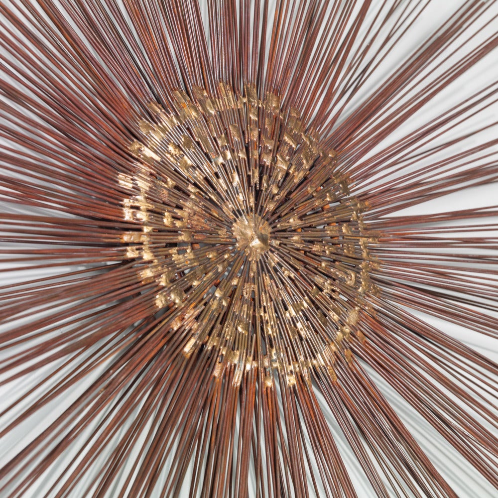 Large Copper Metal Starburst Wall Sculpture, 1970s In Excellent Condition In London, GB