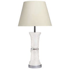 A Large Single Lalique Inspired Glass Table Lamp 1970s