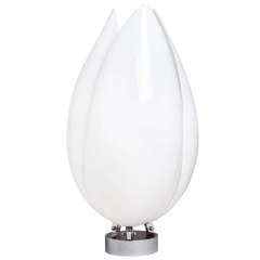 Large Tulip Shaped Acrylic Rougier Style Table Lamp, 1980s