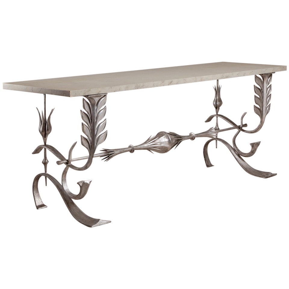 A Large Silver Gilt Console Table by Thomas Britt 1970s