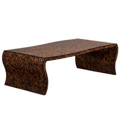 A Horn Veneered Coffee Table Attributed To Karl Springer 1970s