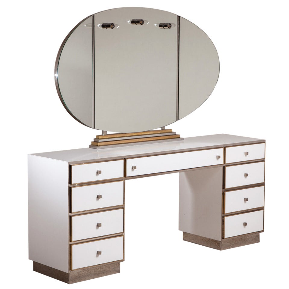 A Large Dressing Table with Illuminated Vanity Mirror 1970s