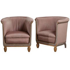 A Pair of Small French Tub Chairs 1920s Upholstered By Talisman