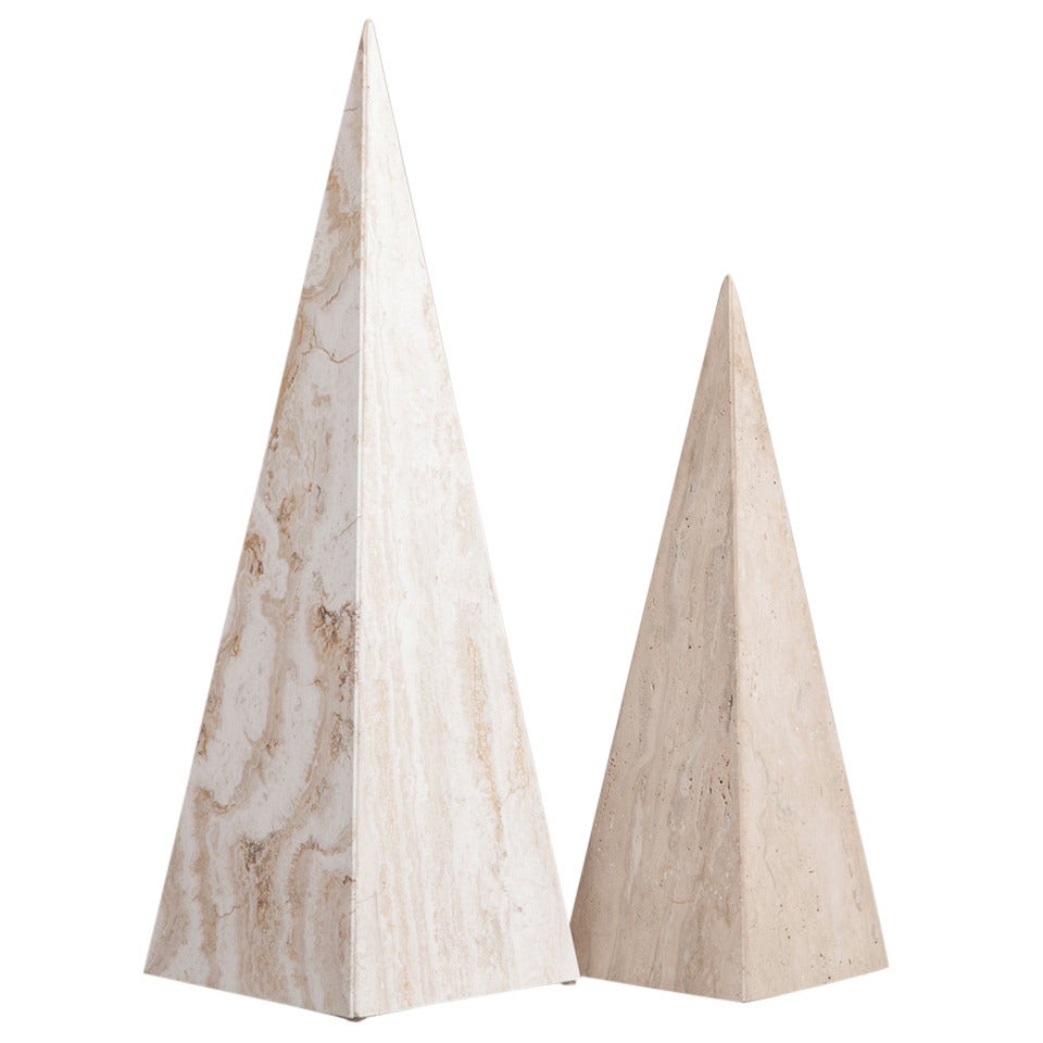 Pair of Marble Obelisk Sculptures, 1980s For Sale