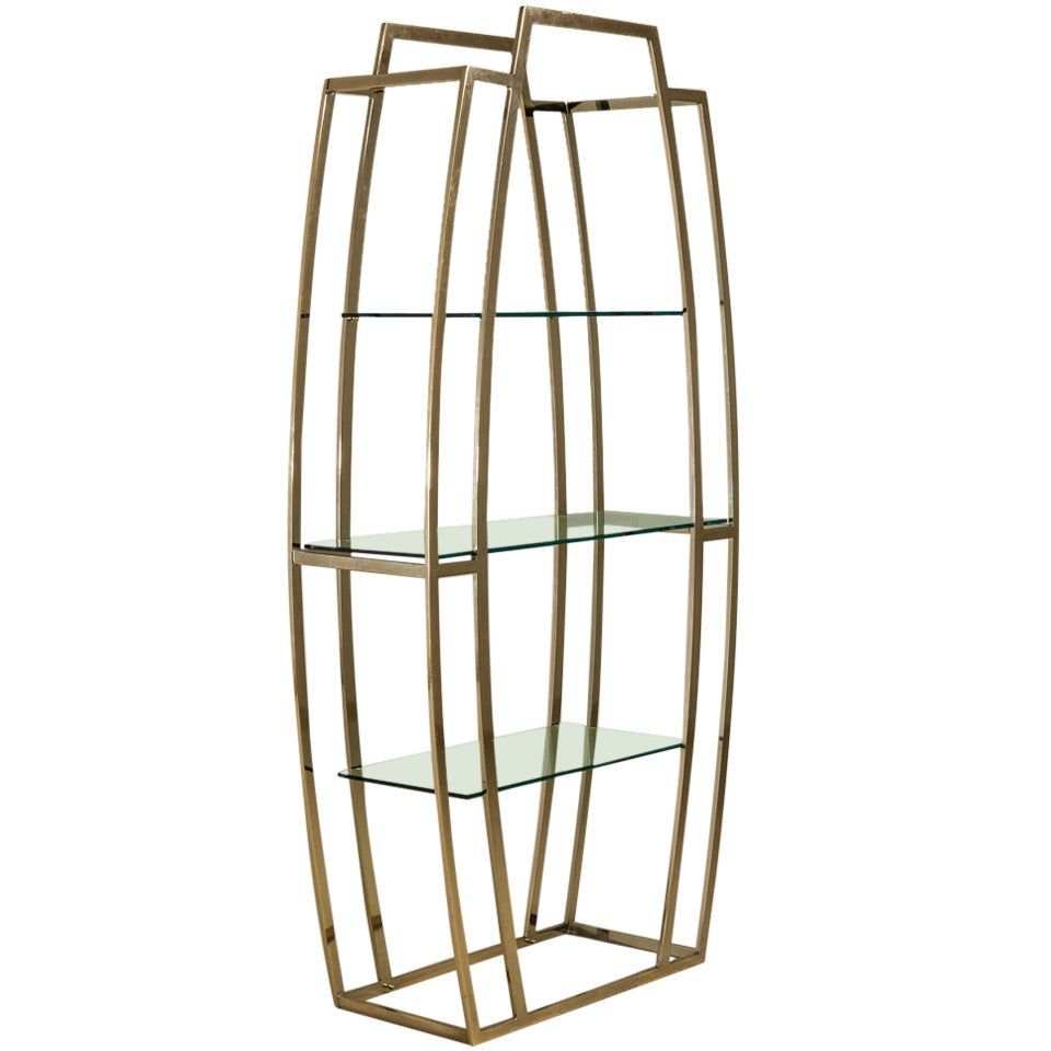 Art Deco Style Brass Plated Etagere