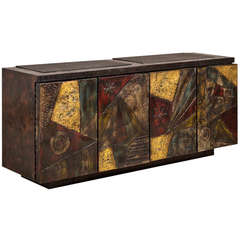 Paul Evans Sculpted and Welded Steel Concertina Door Cabinet Paul Evans Sculpted and Welded Steel Concertina Door Cabinet