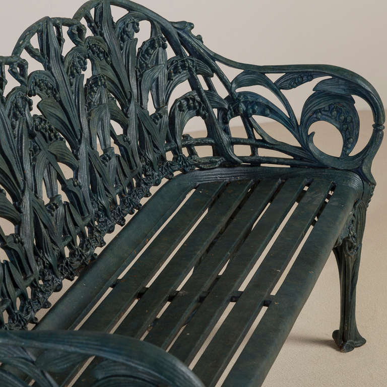 British An Aluminium Lily Of The Valley Coalbrookdale Style Bench