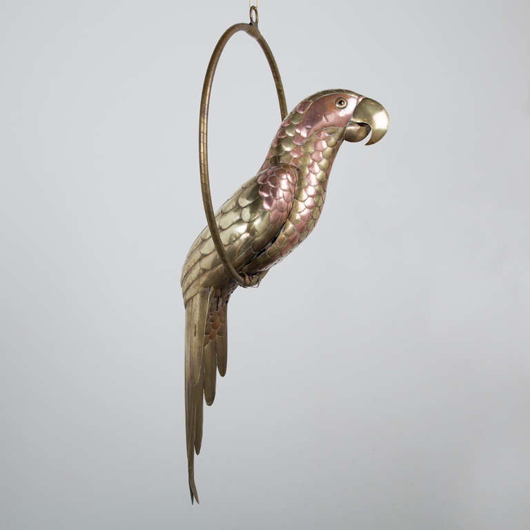Mexican Brass and Copper Parrot by Sergio Bustamante