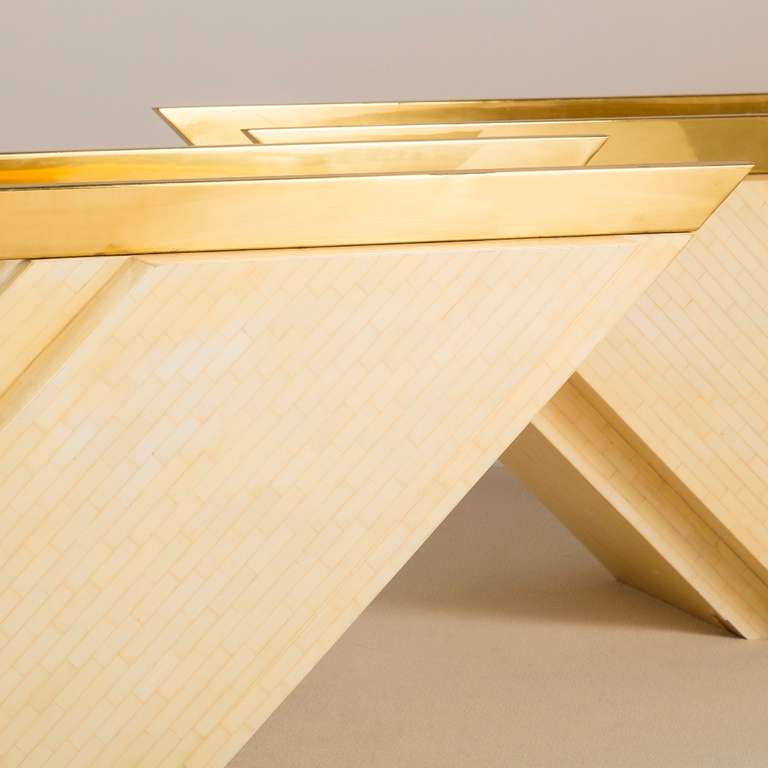 Brass Pair of Cantilevered Console Tables by Enrique Garcez For Sale