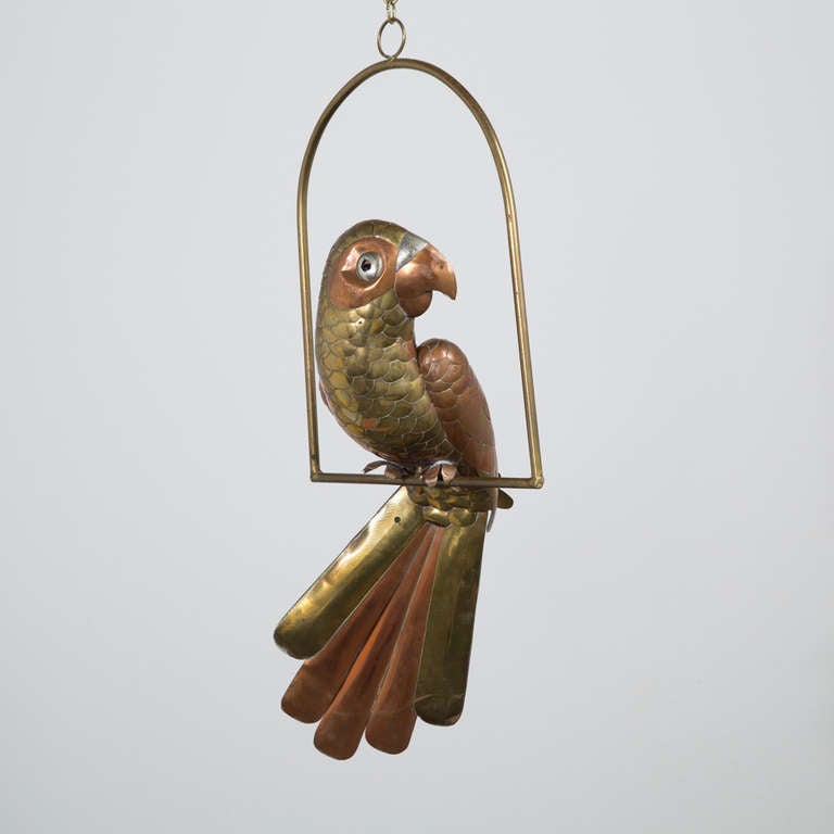 A Large Parrot on an Arch Stand by Sergio Bustamante, 1960-1970s