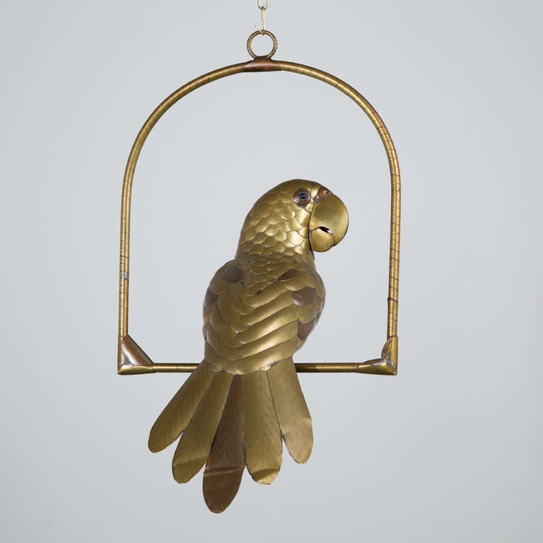 Mexican Small Parrot on an Arch Stand by Sergio Bustamante, 1960s-1970s