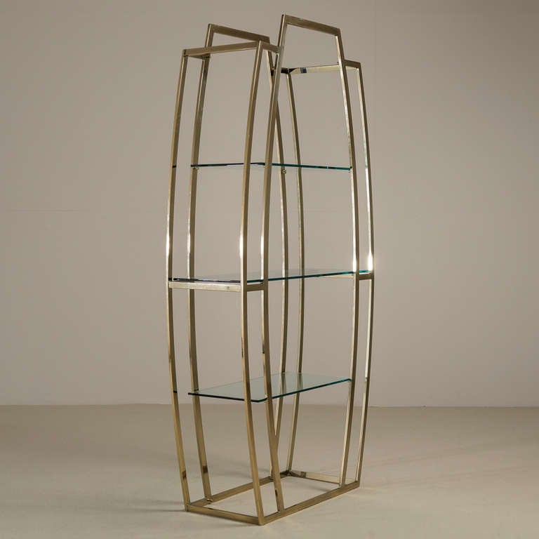 20th Century Art Deco Style Brass Plated Etagere