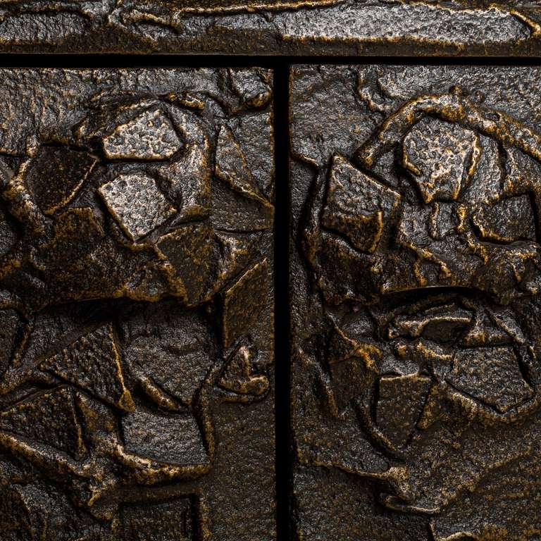 Bronzed Resin Four Door Cabinet designed by Paul Evans 1