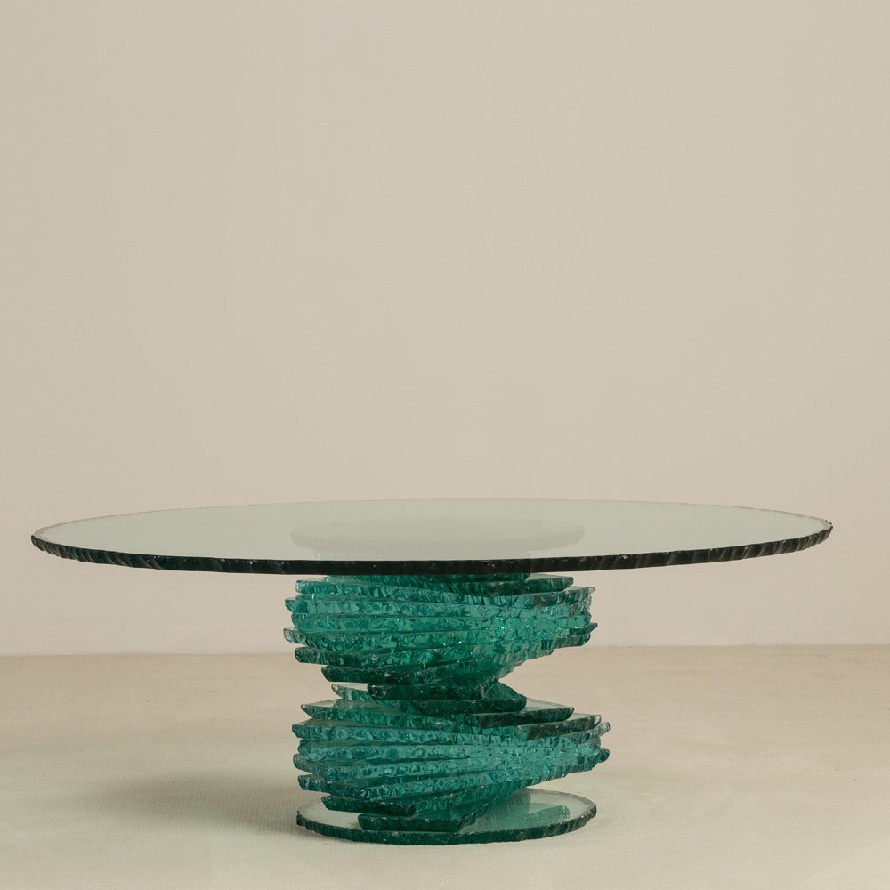 Late 20th Century Pedestal Base Glass Coffee Table at 1stDibs