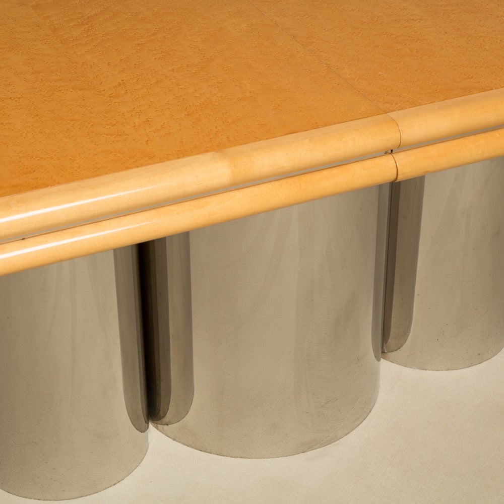 Brueton Designed Cream Lacquered and Steel Based Dining Table 4