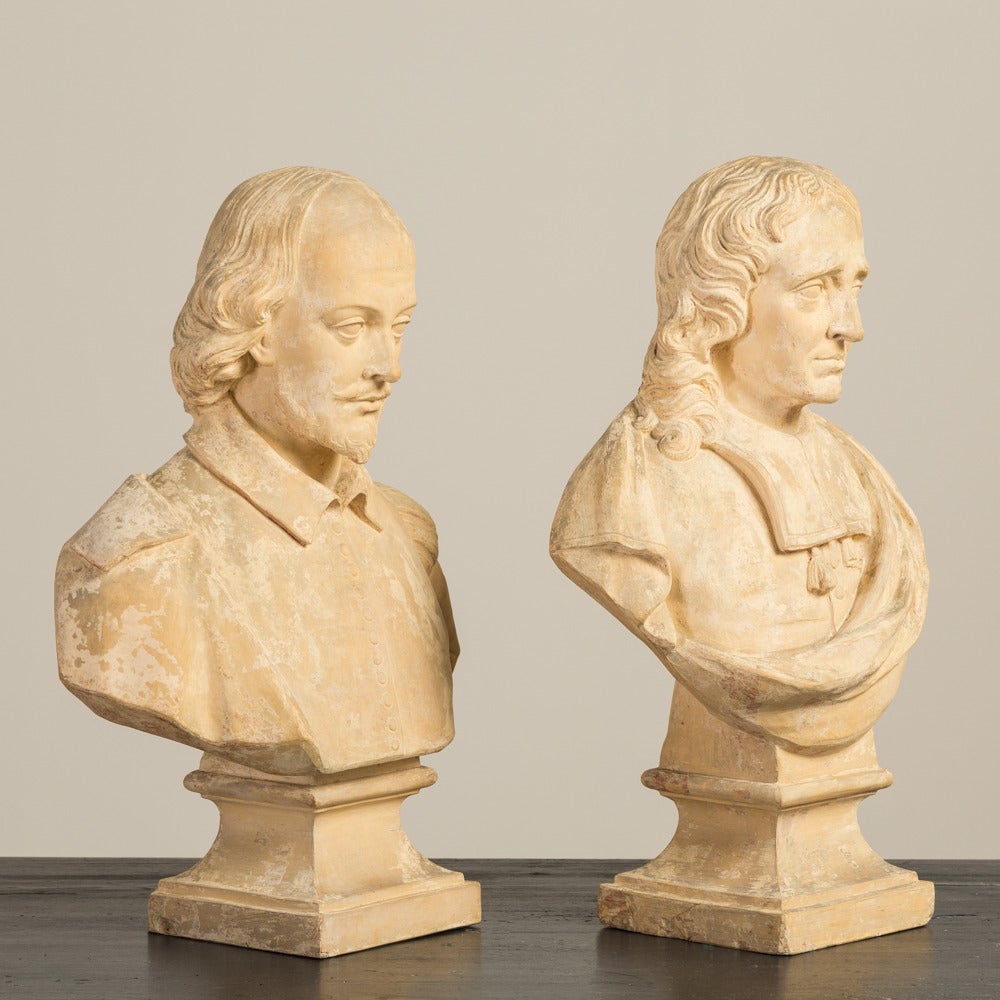 A Pair of Terracotta Busts of Milton and Shakespeare by J.M. Blashfield Dated 1861

 Inscribed to the reverse 'PUBLISHED BY J. M. BLASHFIELD, APRIL 1861'