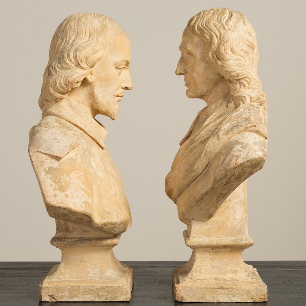 Mid-19th Century Pair of 19th Century Terracotta Busts by J.M. Blashfield
