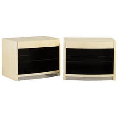Large Pair of Bow-Fronted Lacquered Goatskin Side Cabinets, 1980s
