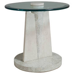 Tessellated Stone Veneered and Glass Side Table, 1980s