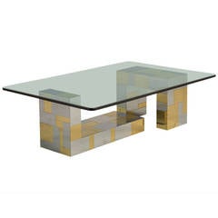Paul Evans Brass and Chrome, Two Part Coffee Table Base