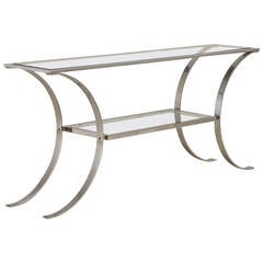 Karl Springer Chrome and Glass Console Table