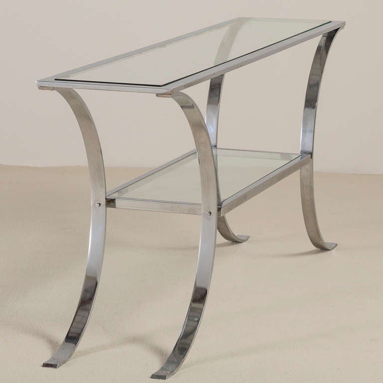 Karl Springer Chrome and Glass Console Table In Excellent Condition In London, GB